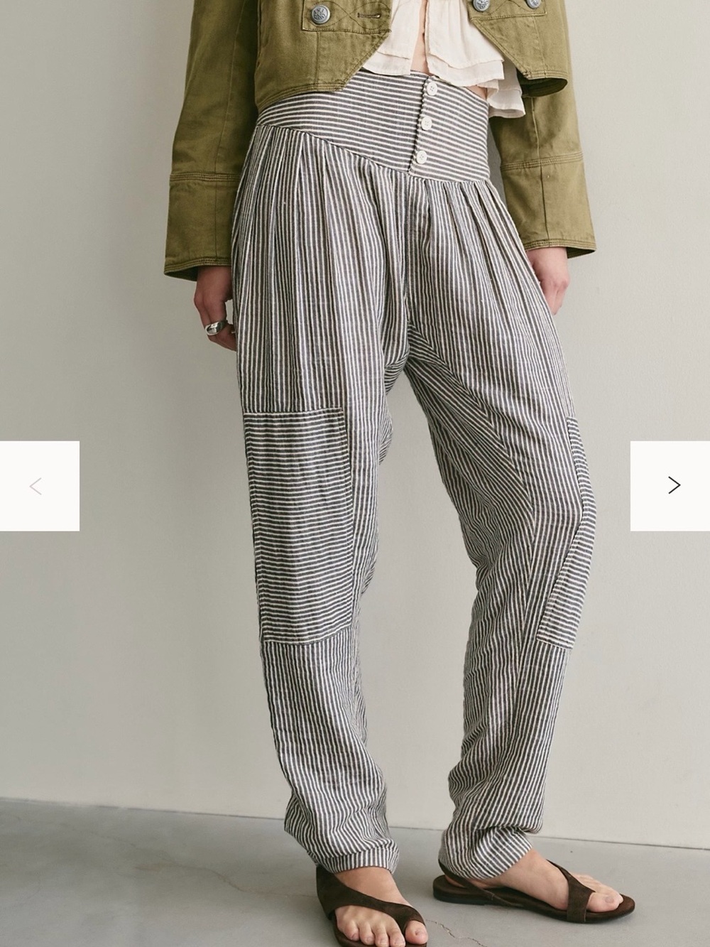 Free People NWT SZ XS Carmen Tapered Pull on Harem Pants (Gray Stripe)